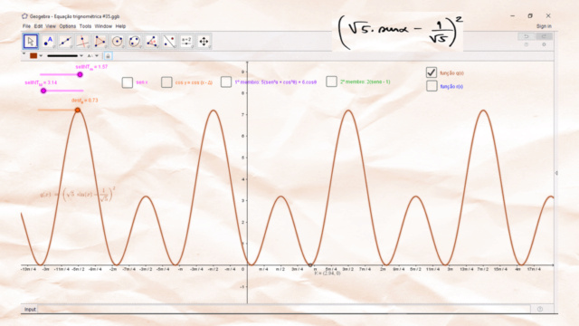 Resolver 5(sen²α + cos²θ) + 6.cosθ = 2.(senα - 1) Slide160