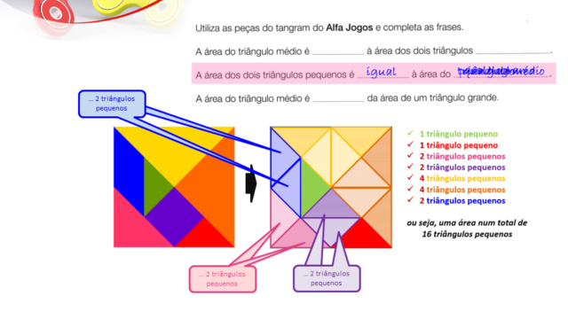 Análise da relação das áreas de peças do Tangram Slide597