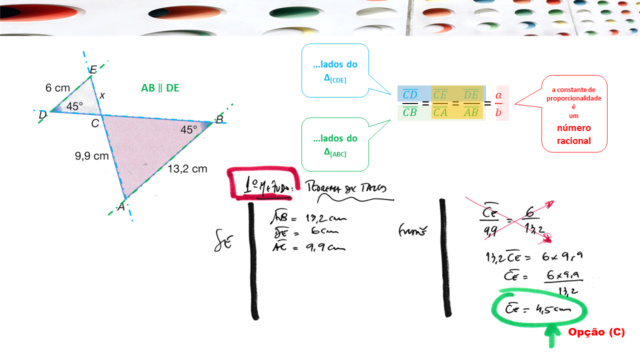 Teorema de Tales versus semelhanças de triângulos Slide708