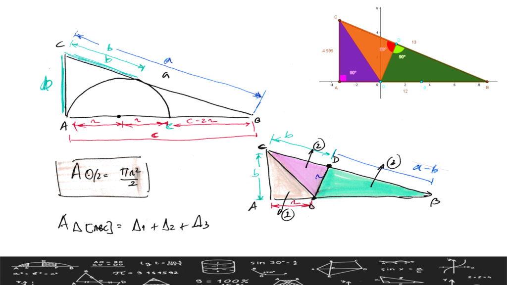 Relação métrica triângulo retângulo com o semicírculo Slide813