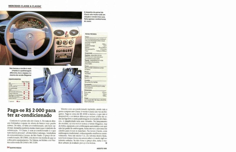 (Classe A - W168): A160 Classic - avaliação Revista Quatro Rodas - agosto de 1999 312