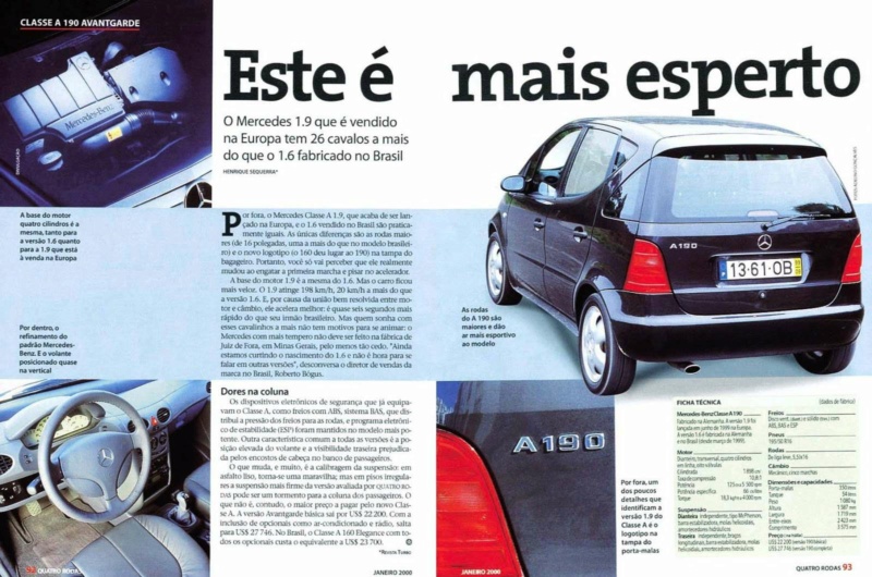 (Classe A - W168): A190 Avantgarde - avaliação Revista Quatro Rodas - janeiro de 2000   4e01e010