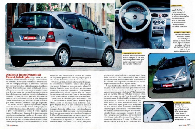 (Classe A - W168): A140 e A160 - avaliação Revista Quatro Rodas® - agosto 1997 61eced10