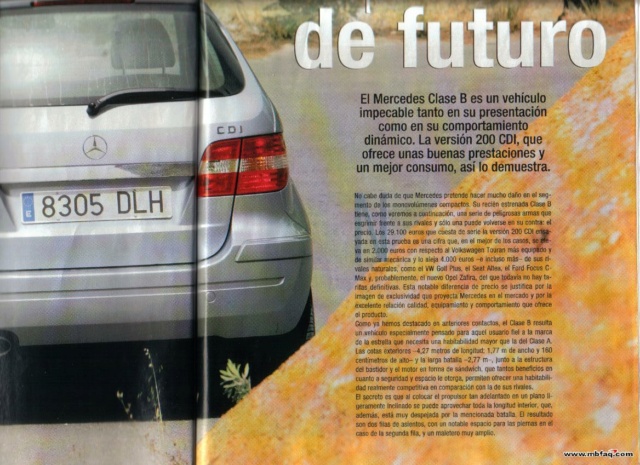 (Classe B - T245): Avaliação Revista Soloauto Monovolumen y Familiares® - B200 CDI 2005 B4950010