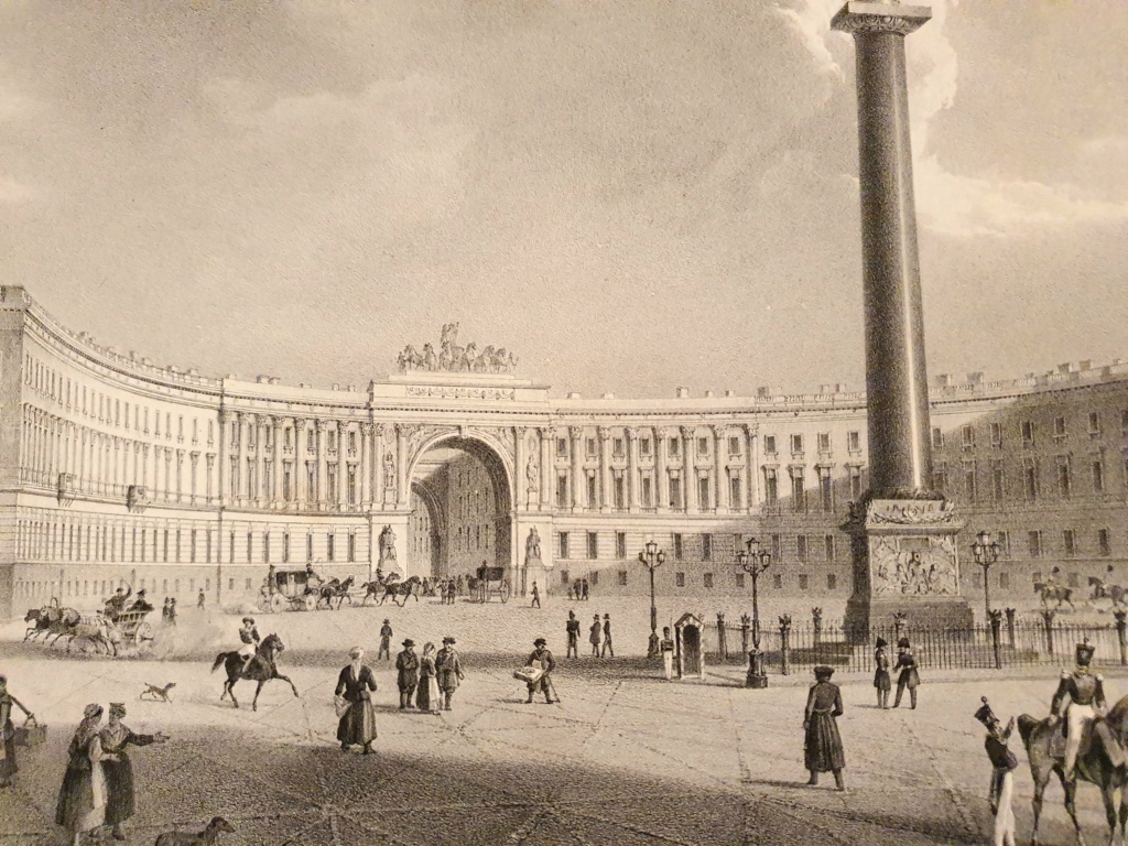 Lithographie La place du Palais de Saint Petersbourg par Louis-Jules ARNOUT (1814 - 1882) 20230328