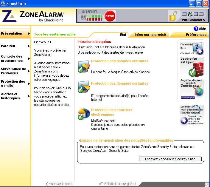 [Programmes SympA] - Zone Alarm pare feux en français - FreeWarE 118