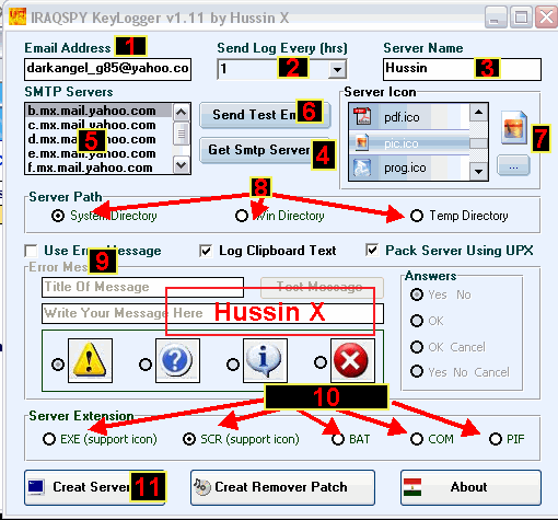 IRAQSPY Keylogger برنامج IRAQ SpY اقوى برنامج لسرقة الباسورد Hussin10