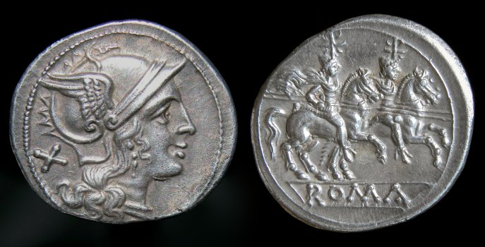 Tête de ROMA sur les premiers deniers anonymes et + Rr0410