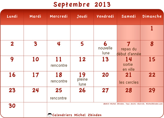 Le programme de septembre 2013 Septem11