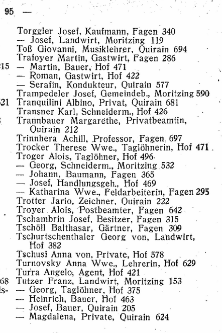 Ceux qui s'appellaient Tribus avant et après l'italianisation Bozen_15