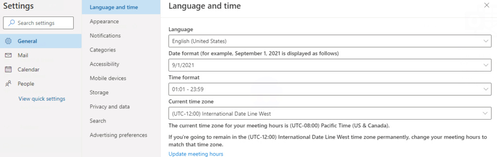 Je n'arrive pas a remettre outlook en français . Captu110