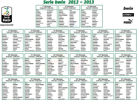 ORARI ANTICIPI E POSTICIPI SERIE B 2012/2013 Calend10