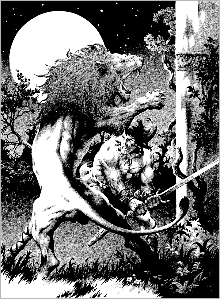 Black and white art from various pulp magazines stories Conan_10