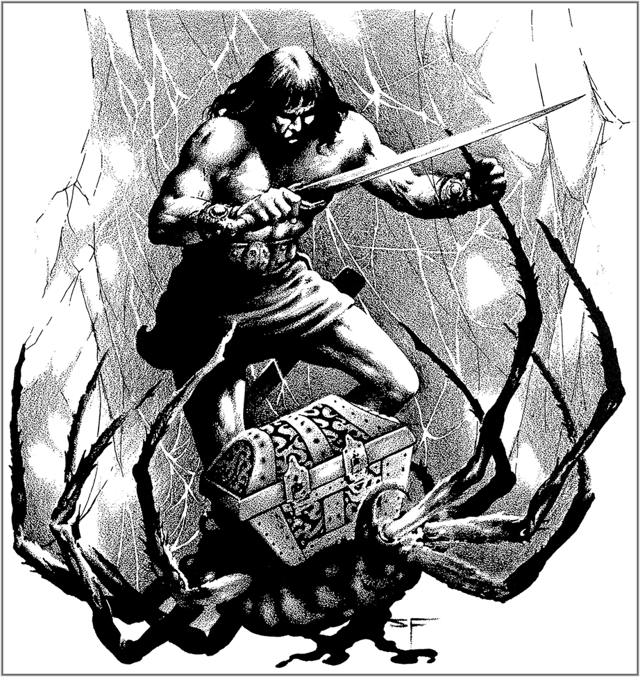 Black and white art from various pulp magazines stories Conan_12