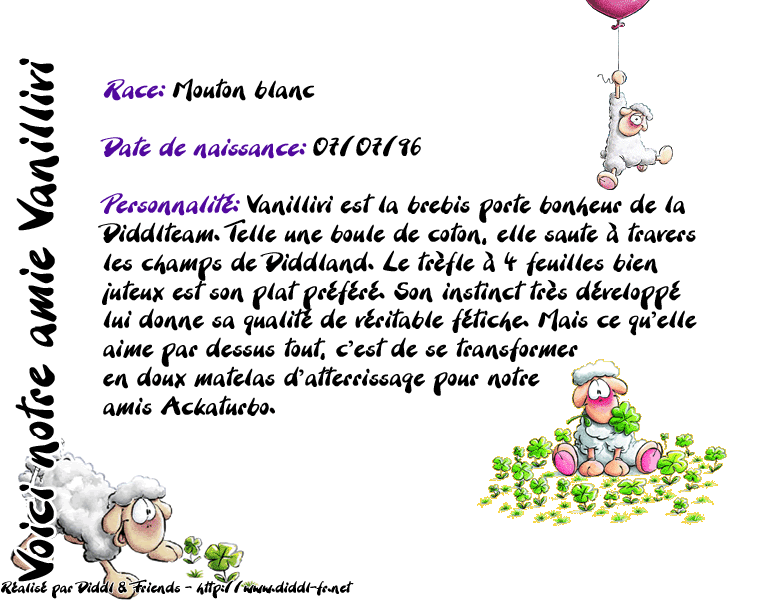 Les personnages Vanill10