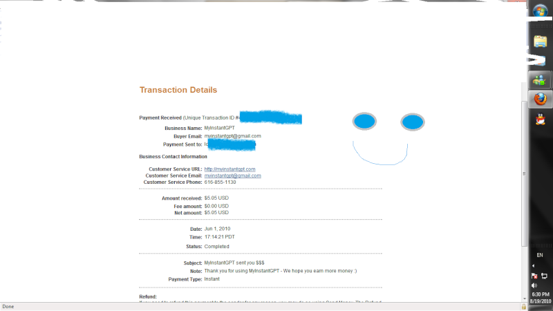 My first Paypal Payment Paymen10