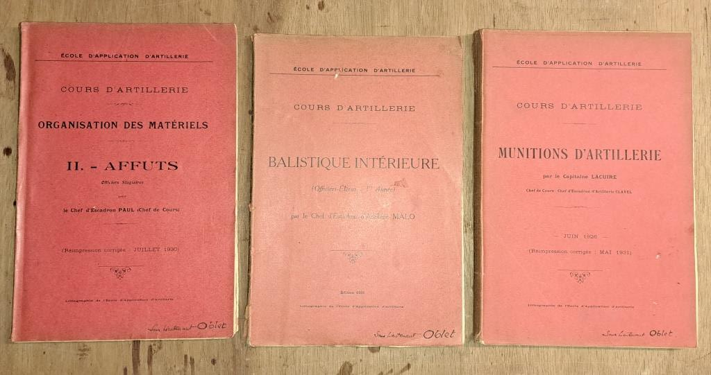 Baisse du prix Cours de l'école d'artillerie 1931 Volume11