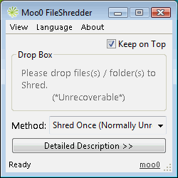 cancellare - Cancellare file in modo definitivo e semplice -  Moo0 FileShredder 001_x10