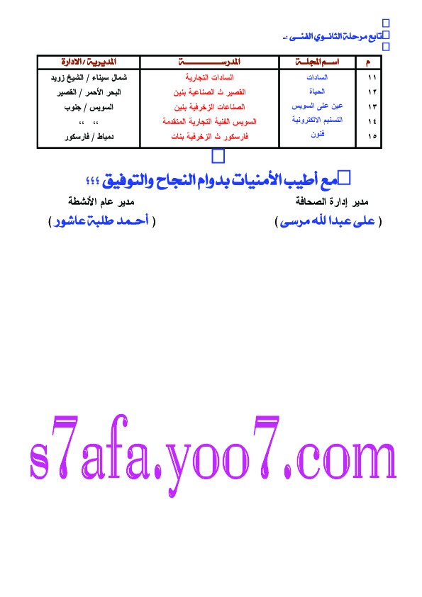 نتيجـــــة مسابقة المجلة الالكترونية الشاملة على مستوى الجمهورية للعام الدراسى 2011/2012  1310