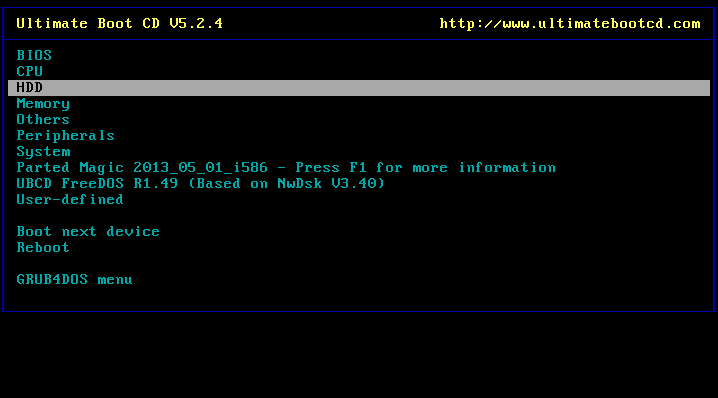 Ultimate Boot CD v5 : Tester son matériel, modifier une partition, supprimer un mot de passe de session, récupération de données... Choix_10