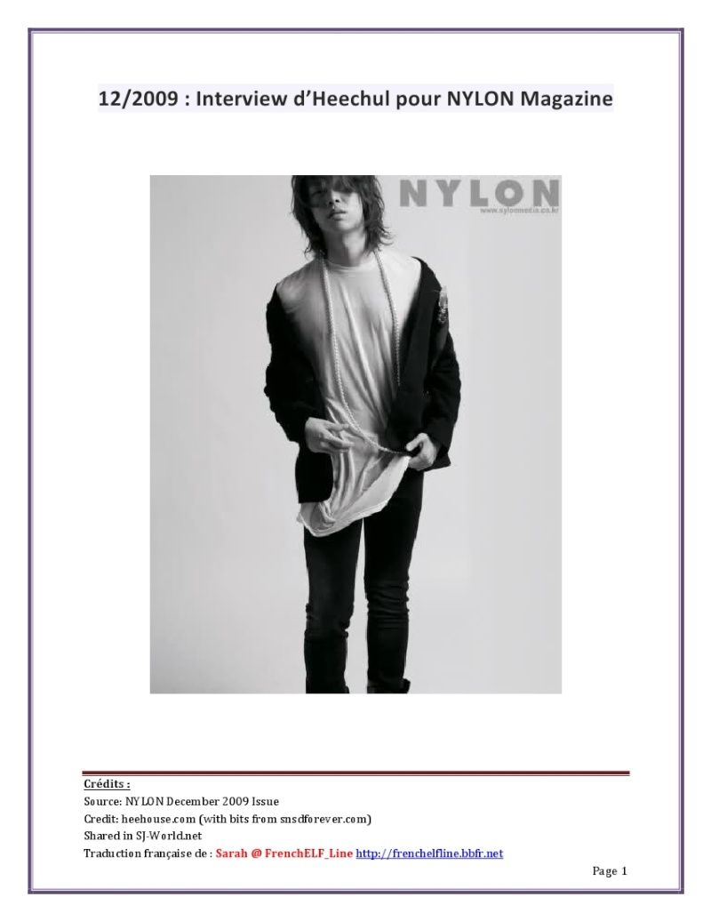 [INTERVIEW] Heechul pour le magazine Nylon (19/11/09) Nylon110