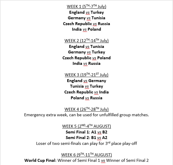 World Cup Fixture List Test10