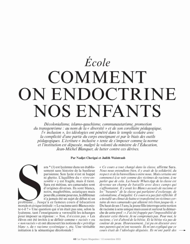 comment  -1717 - Le Figaro : "Comment on endoctrine nos enfants à l'école" 25642810