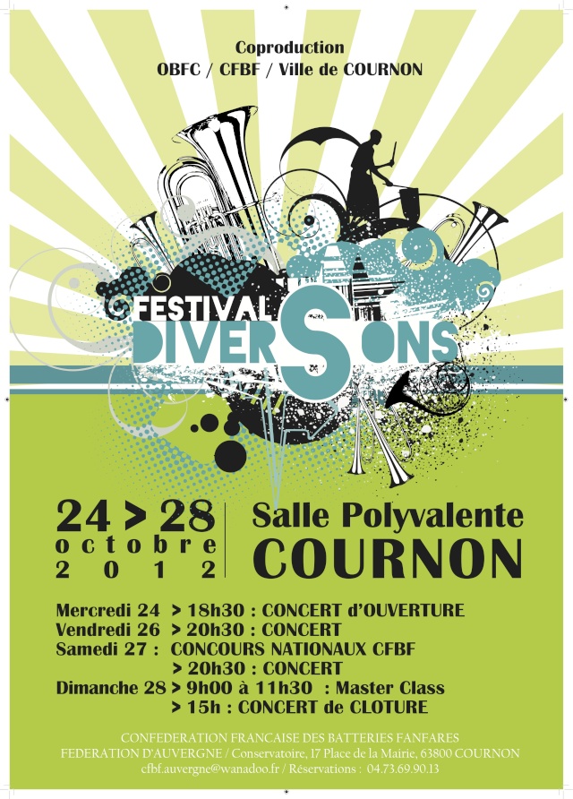Festival "DIVERS SONS" - du 24/10 au 28/10 - Concours Ensemble Cuivres et Percussions CFBF - Cournon d'Auvergne (63) Affich12