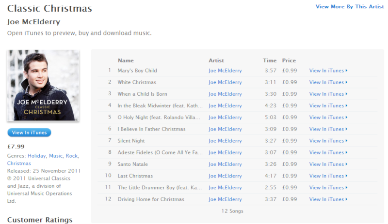 Joe McElderry - Classic Christmas [iTunes Plus AAC M4A] Screen33