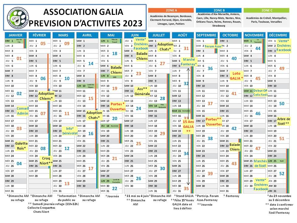 Prévision d'activités 2023 de l'association Activi12