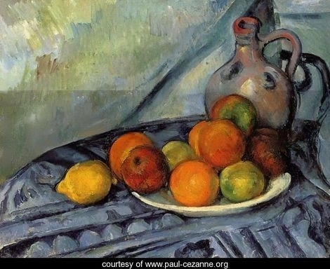Fruta y jugo en una mesa. Paul Cézanne Fruit-10