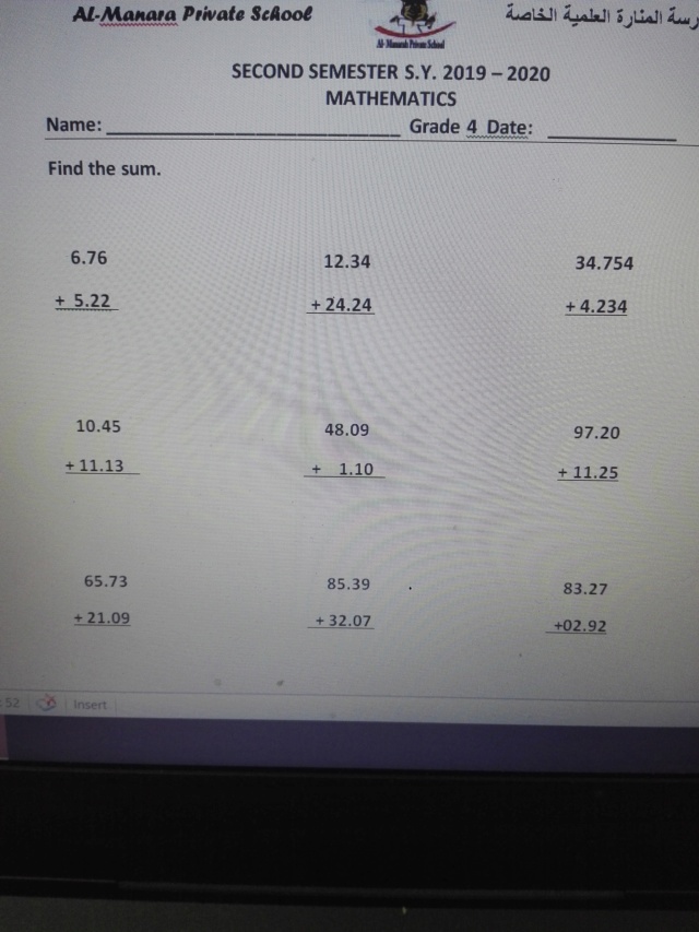 Revision of adding decimal numbers Img_2148