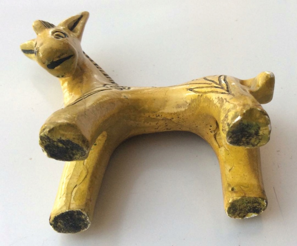 Little Ceramic Donkey marked 6140 - Yellow with Daffodil Pattern Donkey11