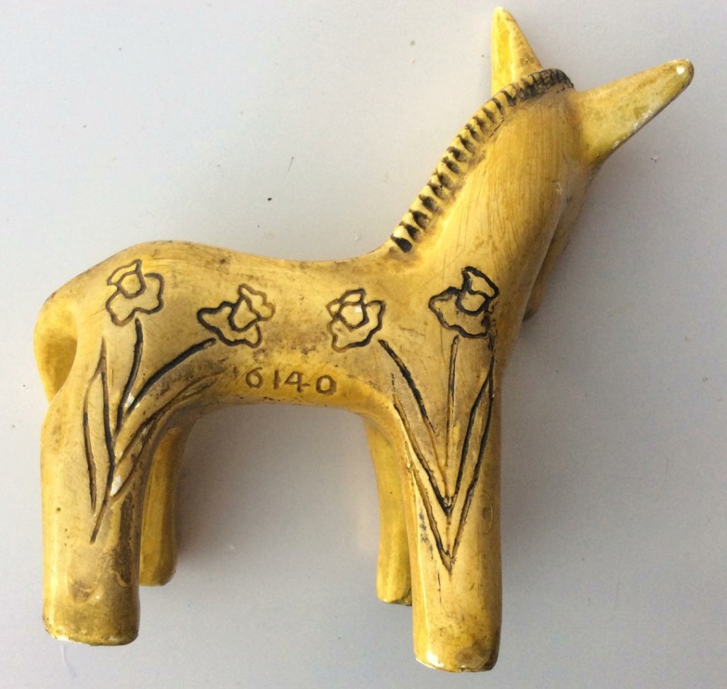 Little Ceramic Donkey marked 6140 - Yellow with Daffodil Pattern Donkey12