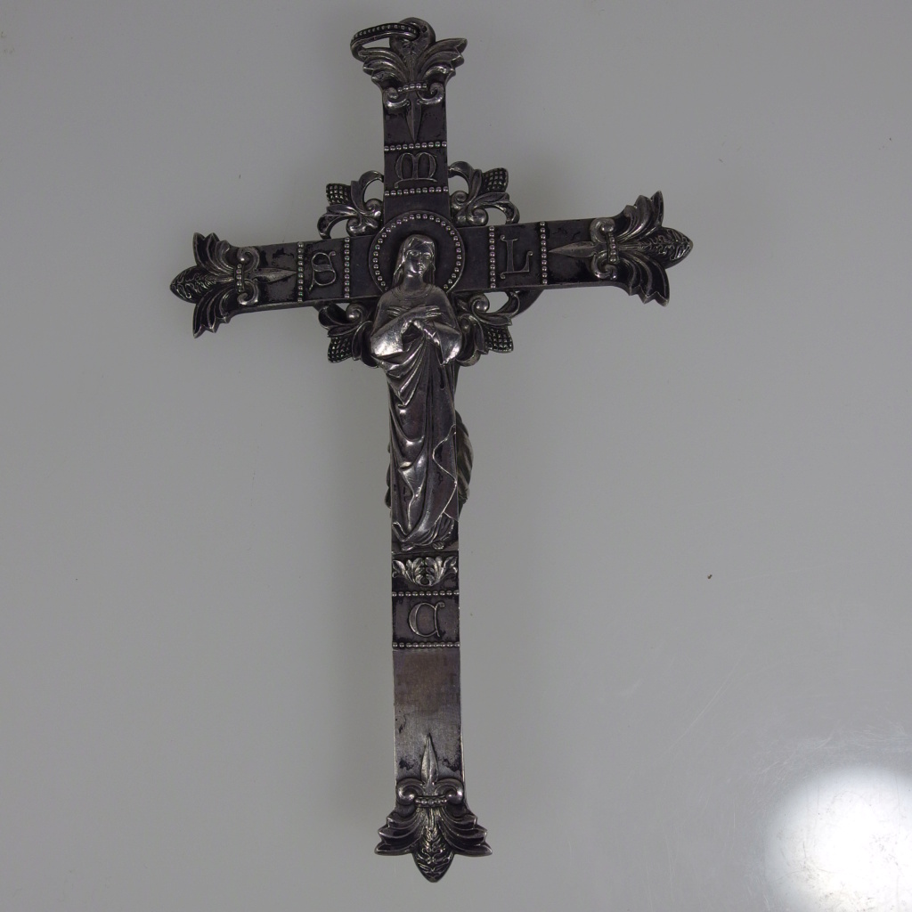 doble crucifixión jesus y la virgen  cruz de plata 1880 Imgp6911