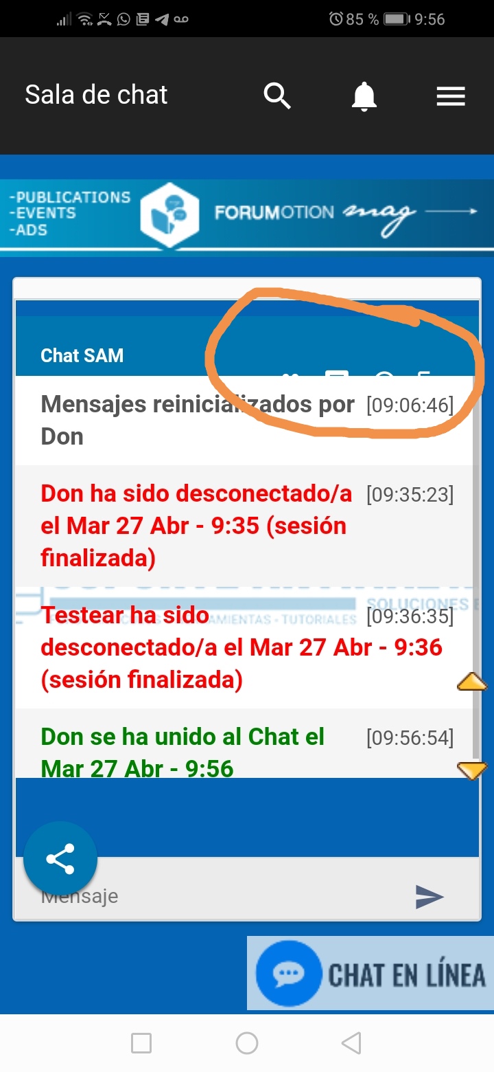 No se ven los icono de arriba en chatbox versión móvil y impedir ejecución del tuto del chat desplegable en versión móvil Screen10
