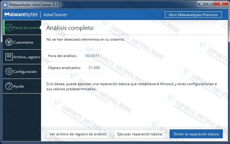 Manual AdwCleaner de Malwarebytes Sinvir10