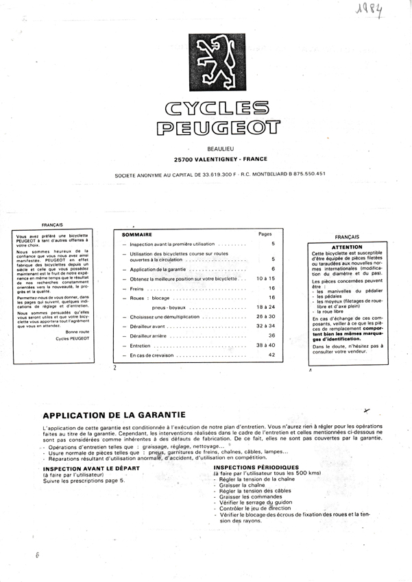 Notice d'utilisation des vélos Peugeot en 1984 Img_110