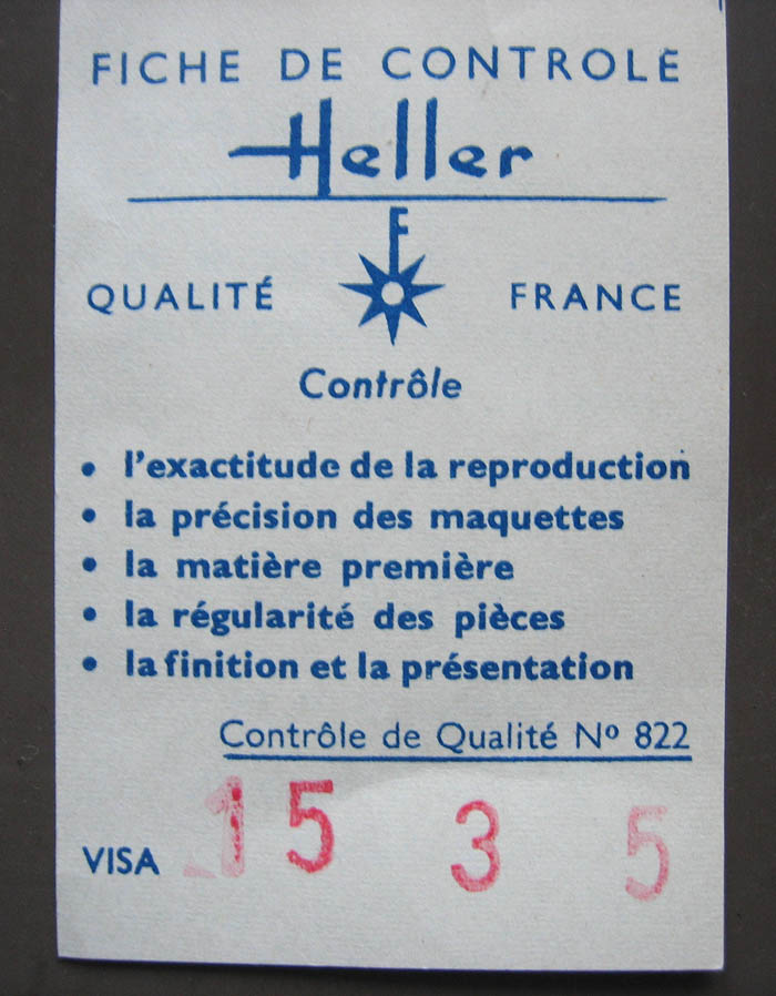 Fiche de controle SAV HELLER Frelon10
