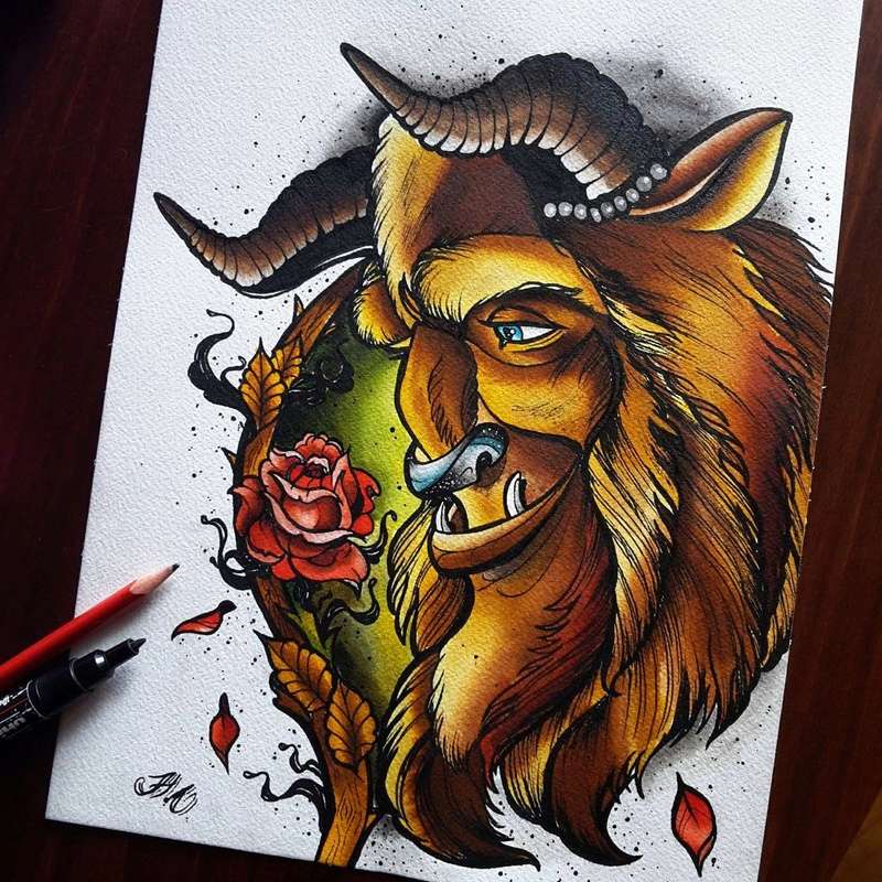 Travail d'une future artiste tatoueuse . Beaucoup de sujets Disney . 14060111