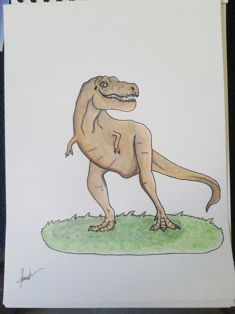 (Crayon aquarelle) T-rex 2016-037