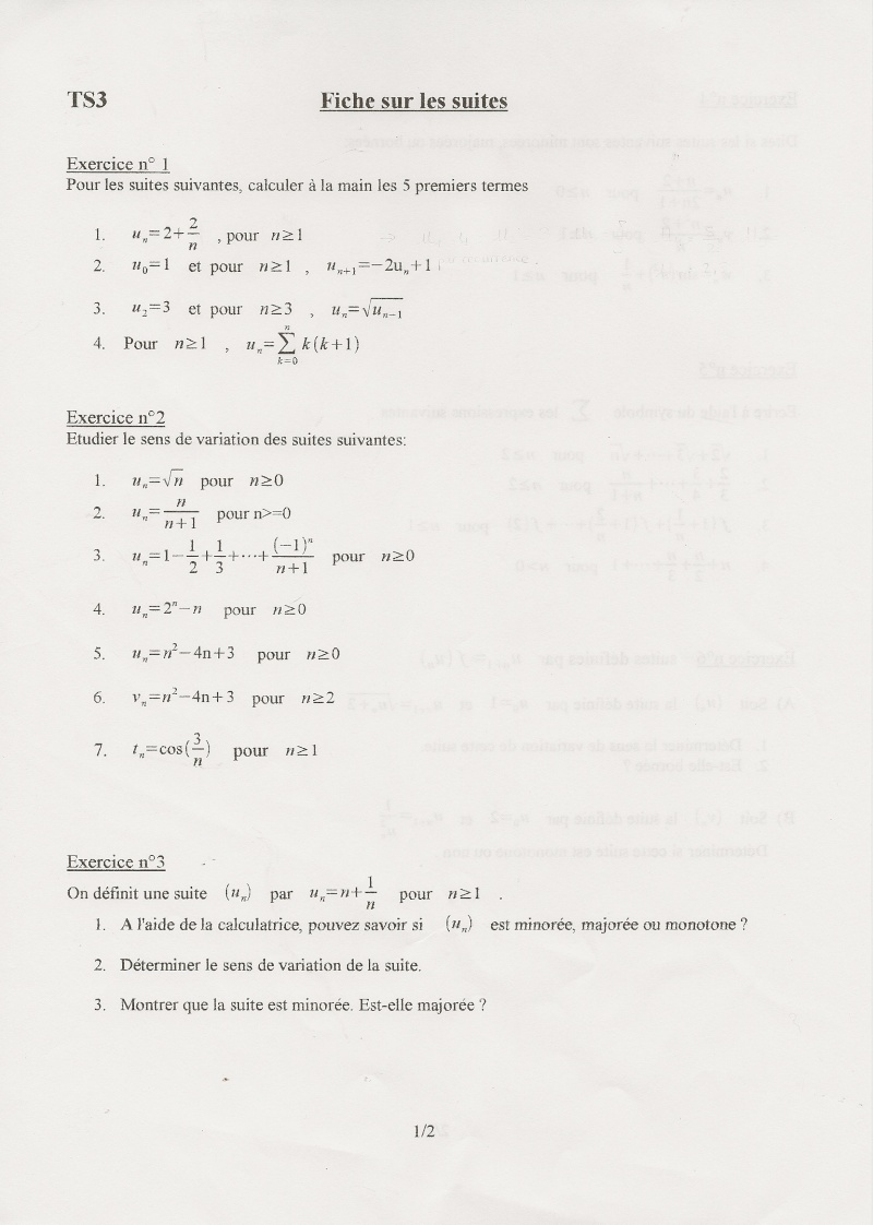 Les Suites - Fiche d'exercice Fiche_10