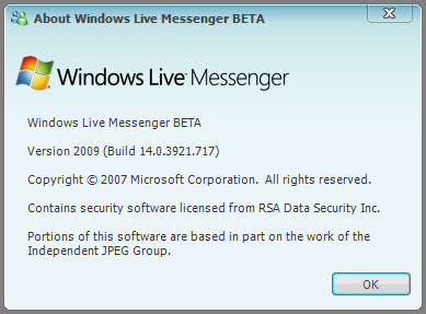 Windows Live Messenger 9.0 Build 14.0.3921.0717 Wlm110