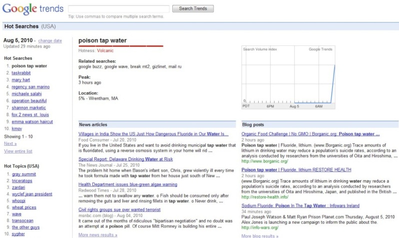 Poison Tap Water Makes Number 1 Google Search 05081010