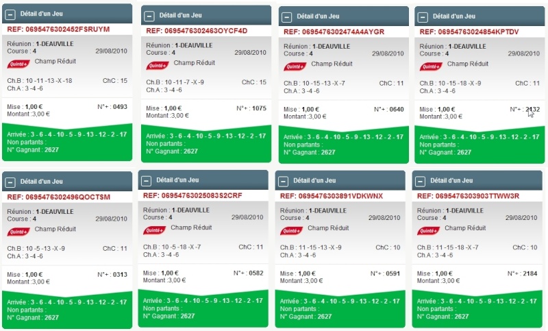 DEAUVILLE REUNION 1 COURSE 4 --- 29.08.2010 ---- mise : 70 € gain : 80.10 € Screen60