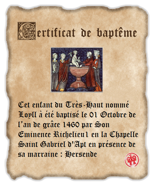 Baptême du fiston Loyll Certif13