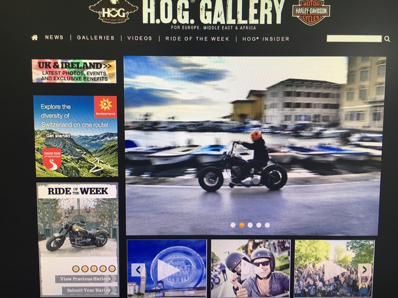 Ma Softail Slim S sur la homepage du site HOG Europe Hog210