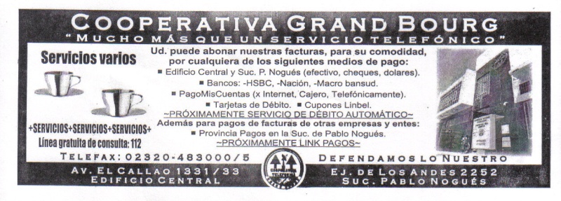 Malvinas Argentinas: Cooperativa Telefónica de Grand Bourg Aviso_15