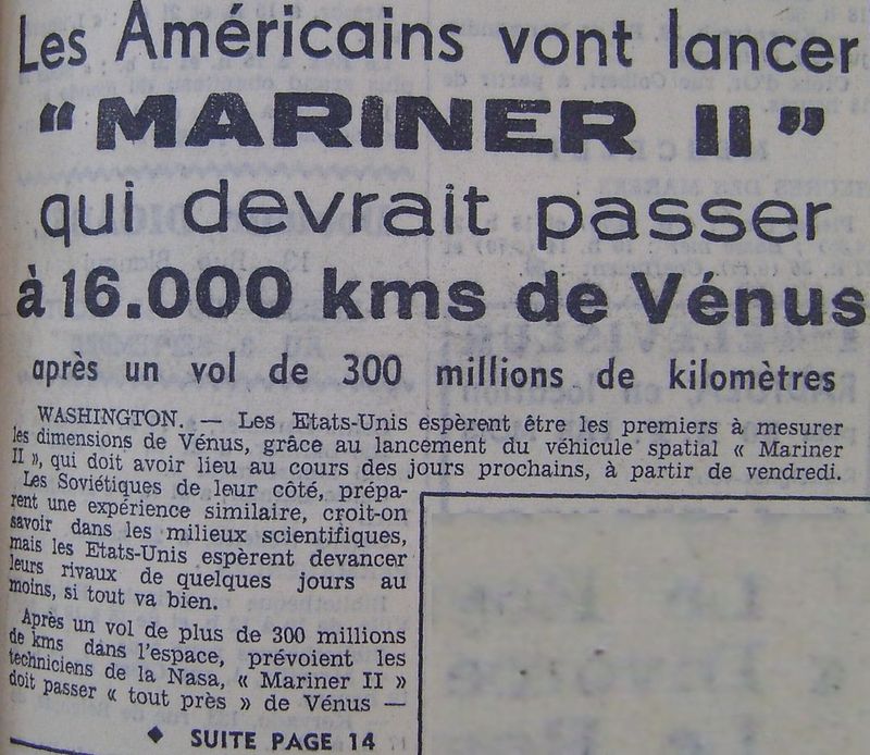 27 août 1962 - Mariner 2 - 1er survol réussi de Vénus 62081610