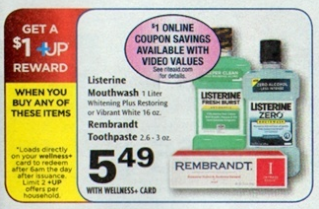 $1.00 off any LISTERINE WHITENING Rinse + Rite Aid Deal Screen38